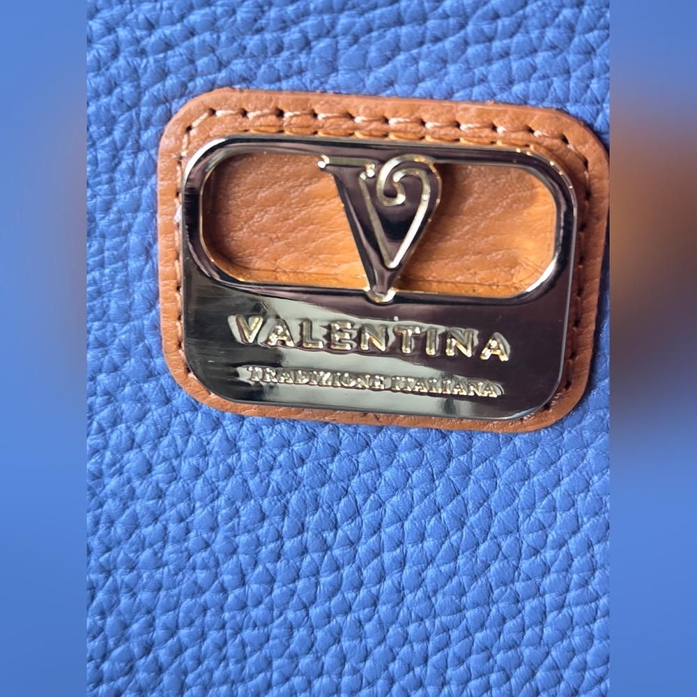 NEW Valentina Genuine Leather Small Crossbody Bag Blue Made In Italy - Picture 4 of 12